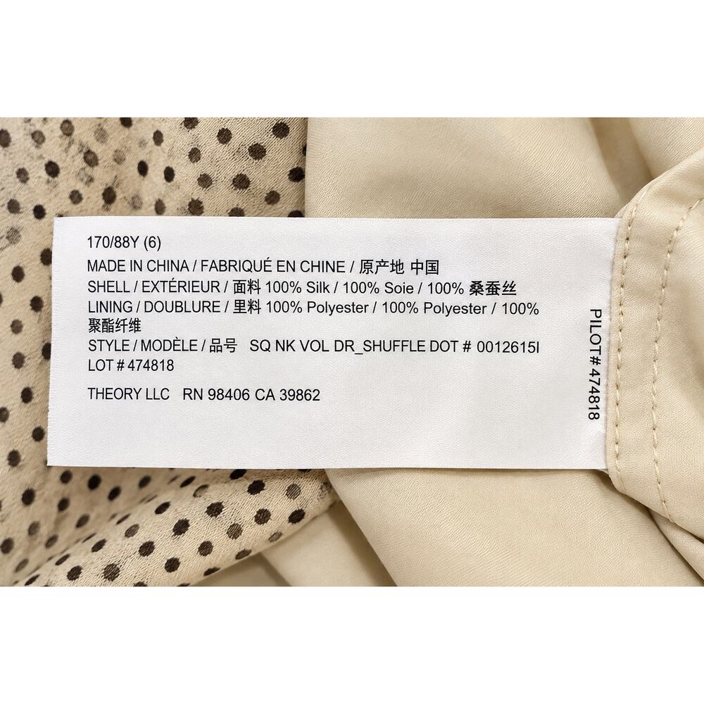 Romantic Quiet Luxury Feminine 100% Silk Polka Dot Strappy Midi Dress Theory 6 - Picture 13 of 14
